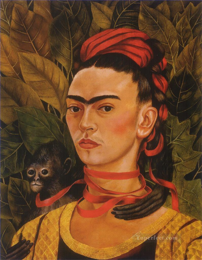 Self Portrait with Monkey feminism Frida Kahlo Oil Paintings